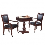 Fortress Chess, Checkers & Backgammon Pedestal Game Table & Chairs Set - Mahogany